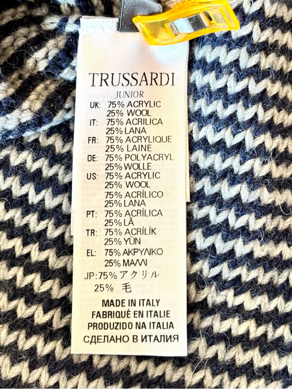 Trussardi Junior Sweater Unisex Italian Wool Blend Designer Knit EU V-Neck 14 - Picture 12 of 15
